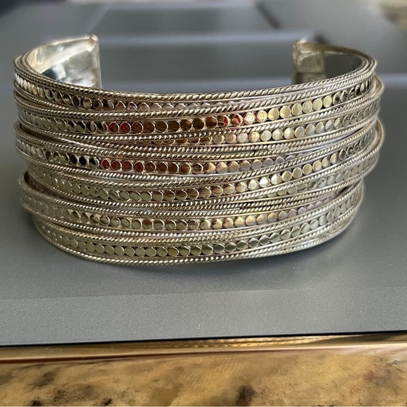 Anna Beck Massive Dotted Sterling Silver And Gold Vermeil Wide Cuff Brac… - Picture 1 of 10